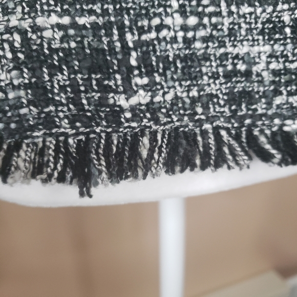 Tribal Black & White Woven Jacket with Fringe - Picture 6 of 7